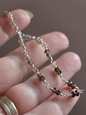 Smoky Quartz Bracelet in Sterling Silver - Hand Made in Canada